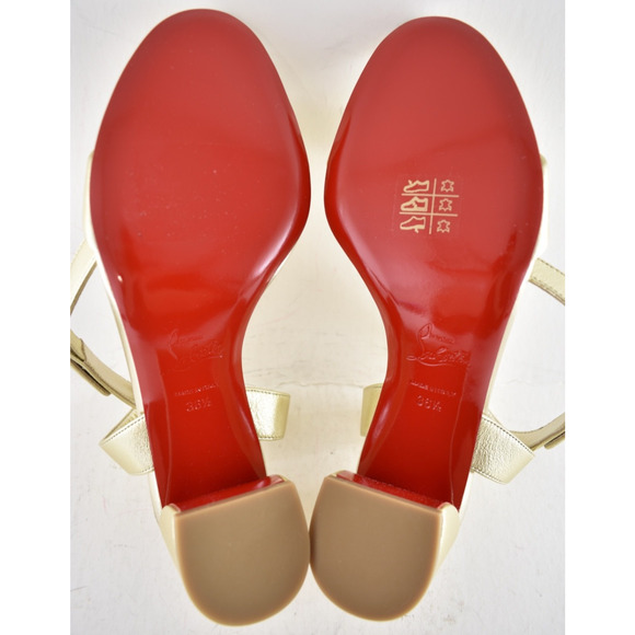 Christian Louboutin Miss Sabina 55 Platine Ankle Strap Block Heel Sandal 36.5 - Picture 15 of 15